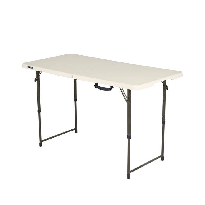 4ft bi-fold folding table with adjustable height legs