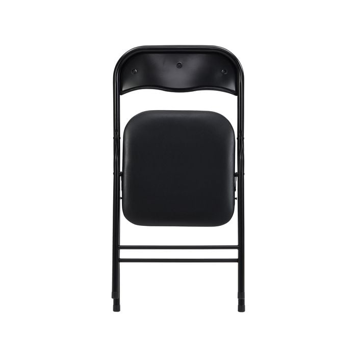Black padded vinyl folding chair