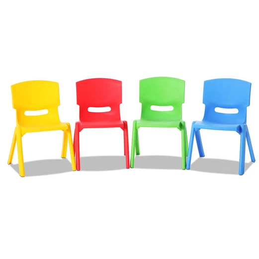 Stackable coloured plastic chairs for children